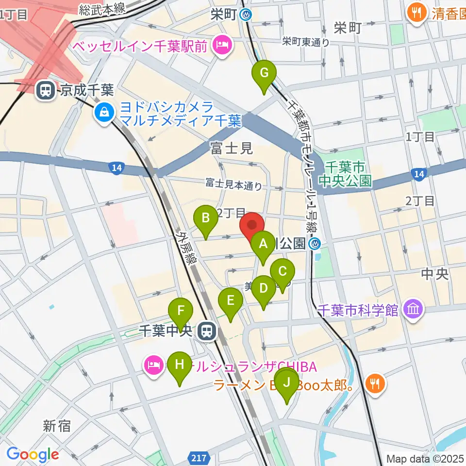 エイティワンクラブ周辺のホテル一覧地図