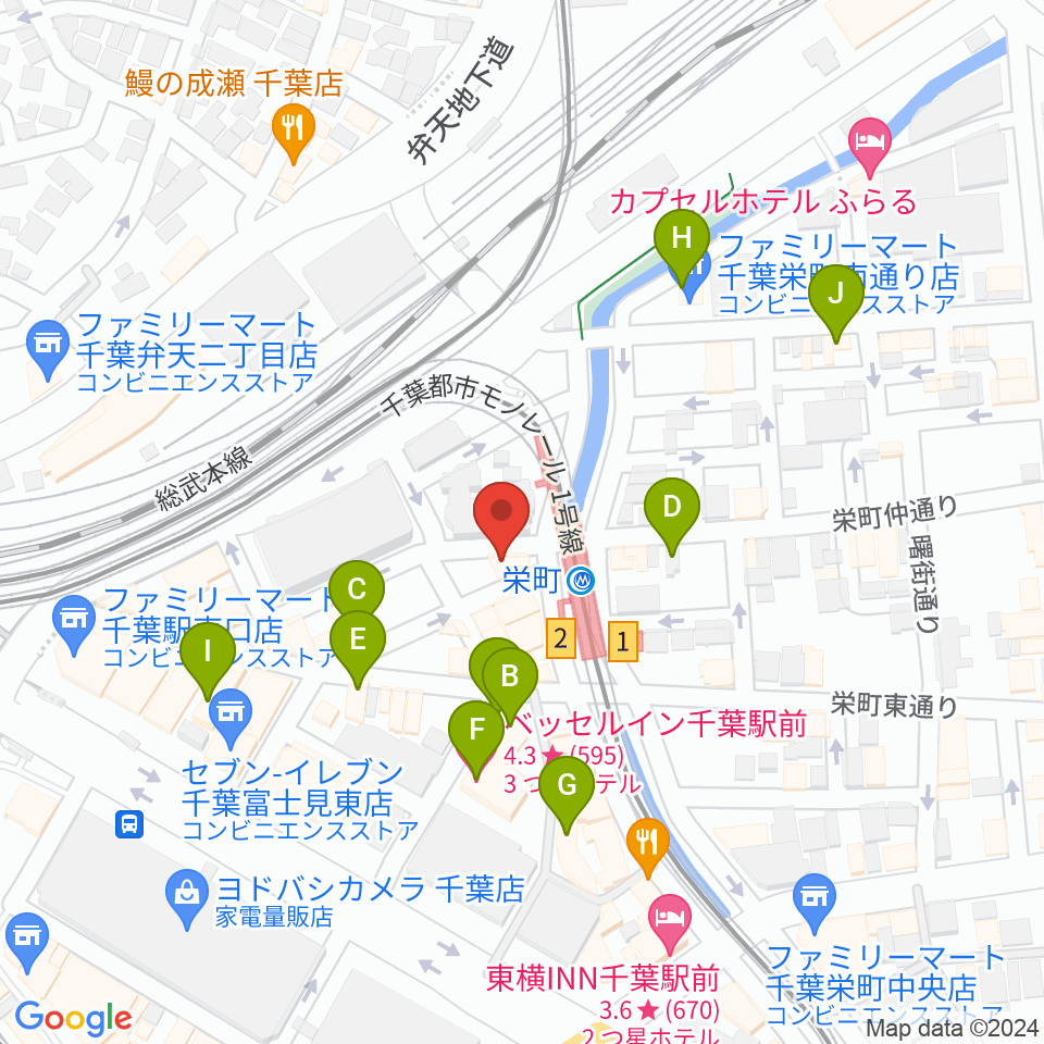 千葉LOOK周辺のホテル一覧地図