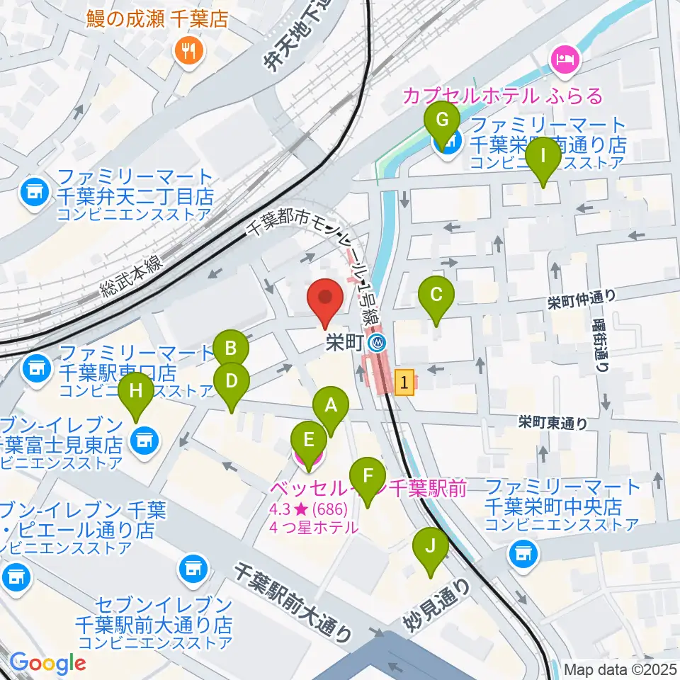 千葉LOOK周辺のホテル一覧地図