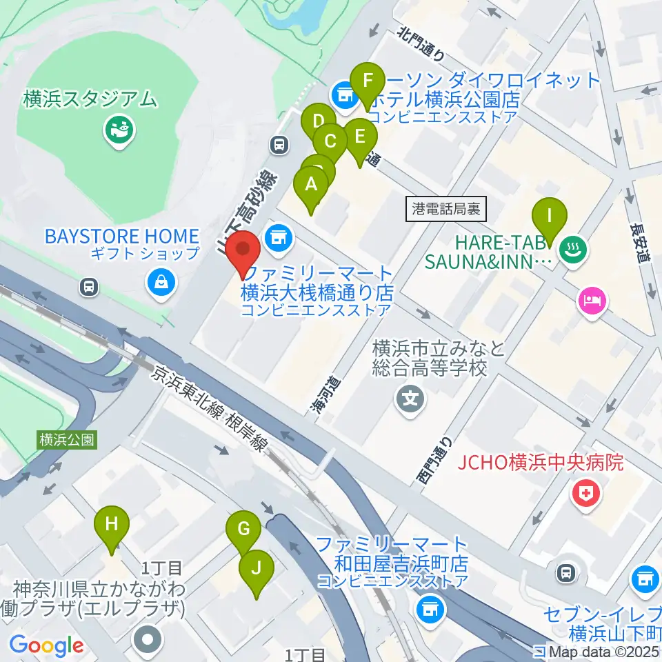 横浜セブンスアベニュー周辺のホテル一覧地図
