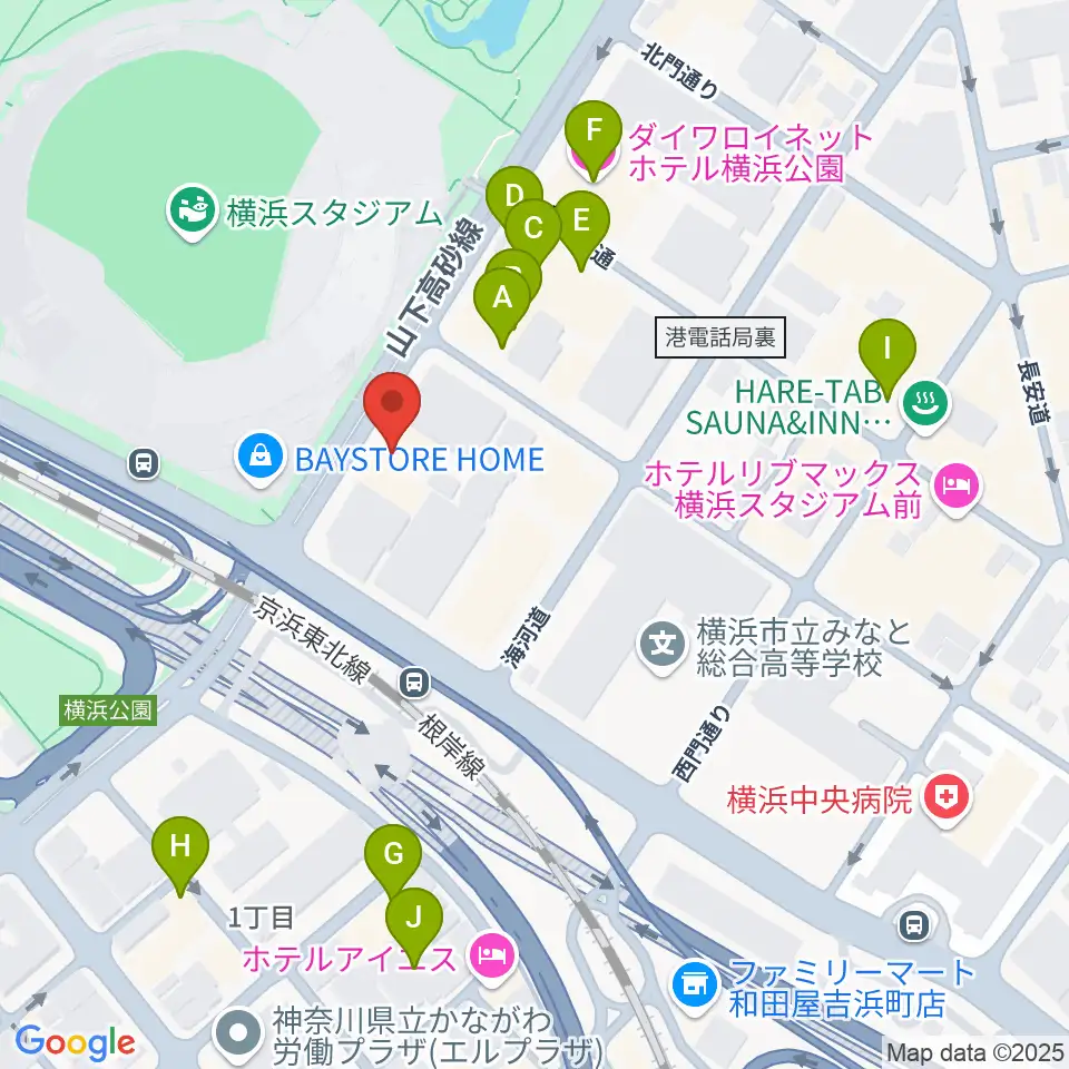 横浜セブンスアベニュー周辺のホテル一覧地図