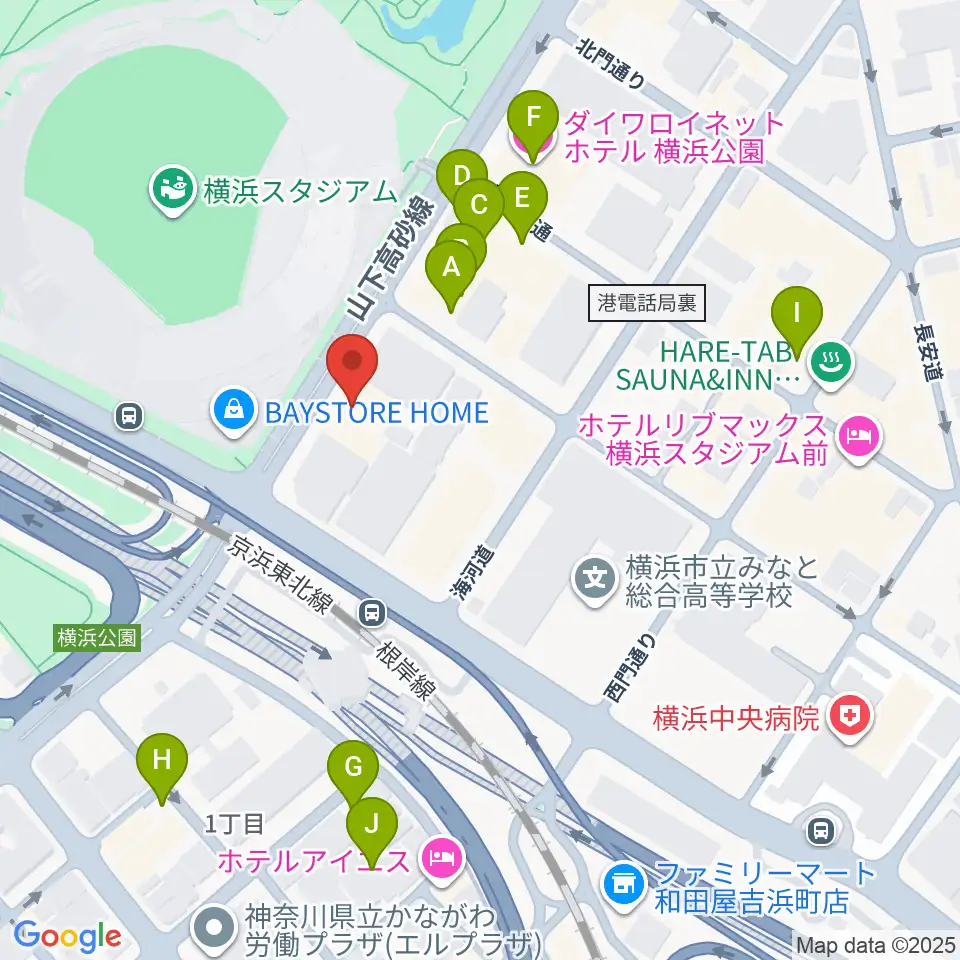 横浜セブンスアベニュー周辺のホテル一覧地図