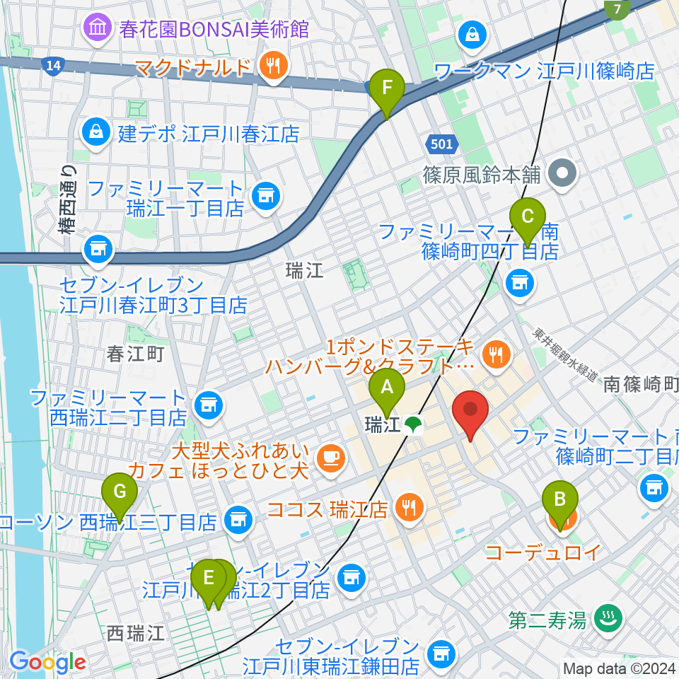 瑞江HOTコロッケ周辺のホテル一覧地図