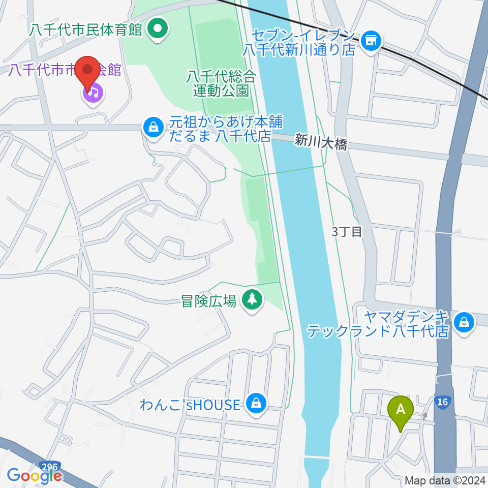 八千代市市民会館周辺のホテル一覧地図