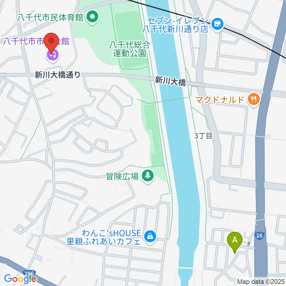 八千代市市民会館周辺のホテル一覧地図