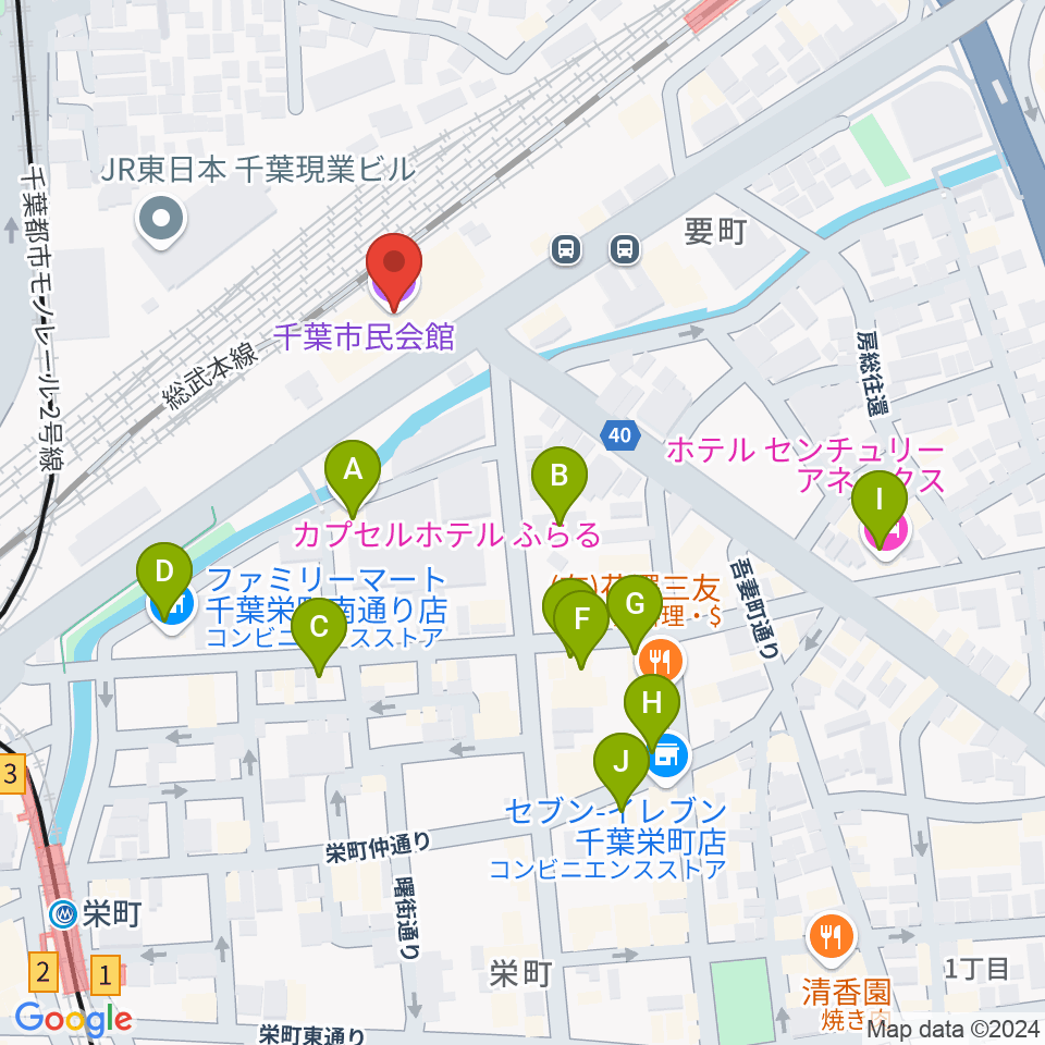 千葉市民会館周辺のホテル一覧地図