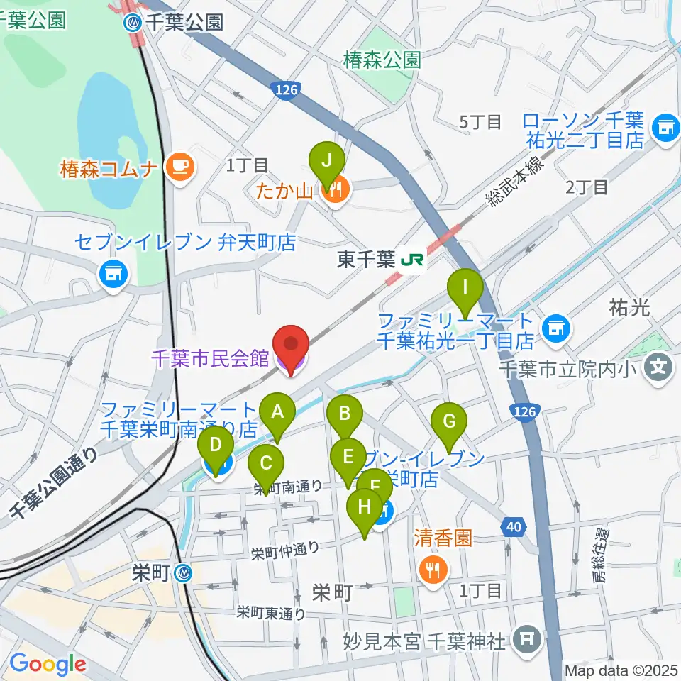 千葉市民会館周辺のホテル一覧地図
