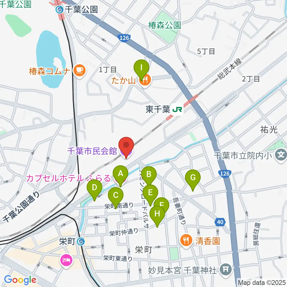 千葉市民会館周辺のホテル一覧地図