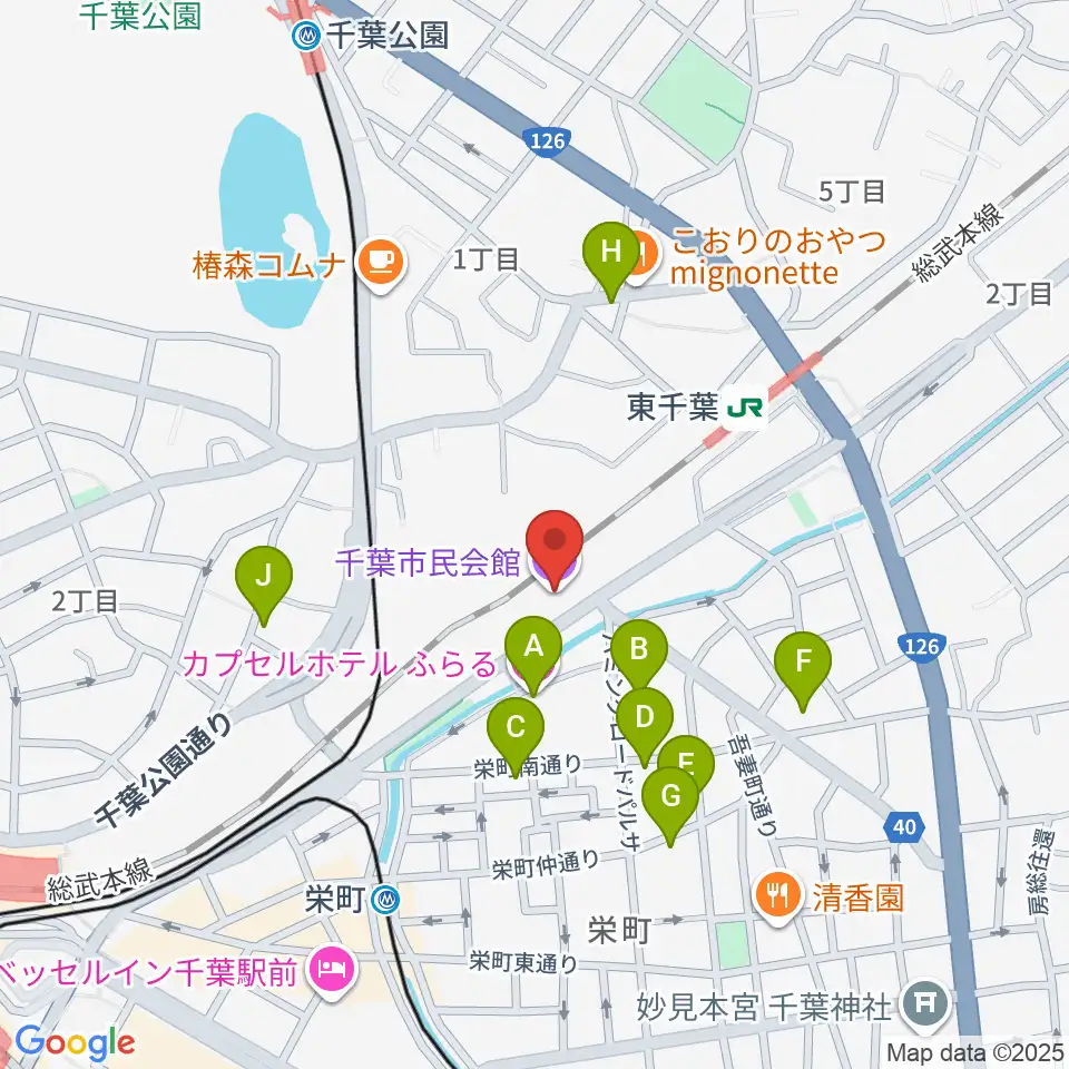 千葉市民会館周辺のホテル一覧地図