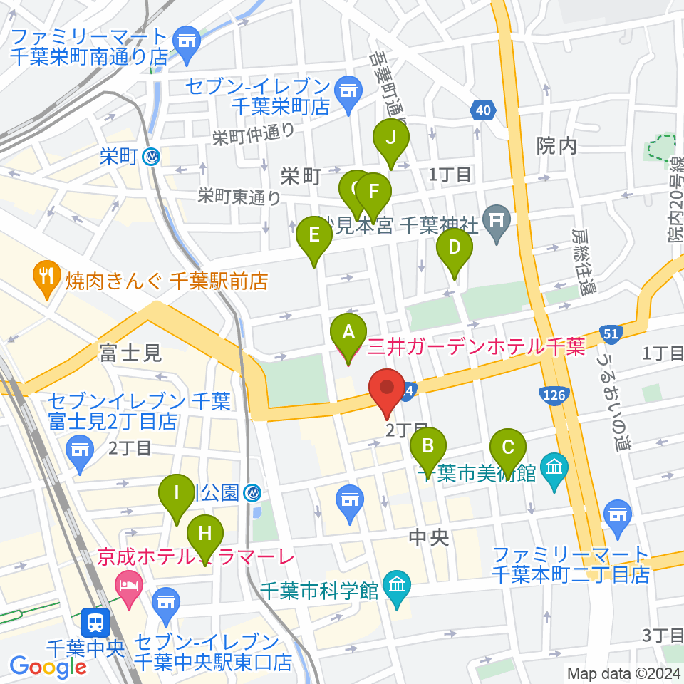 千葉市文化センター周辺のホテル一覧地図