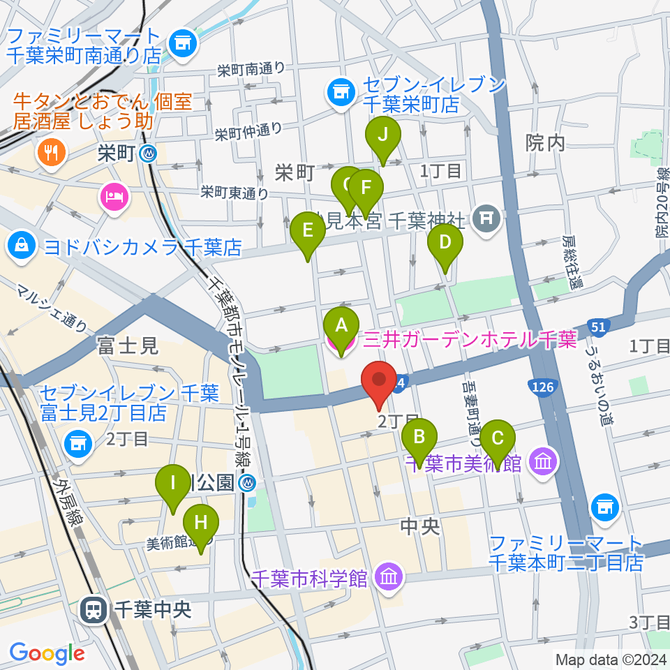 千葉市文化センター周辺のホテル一覧地図