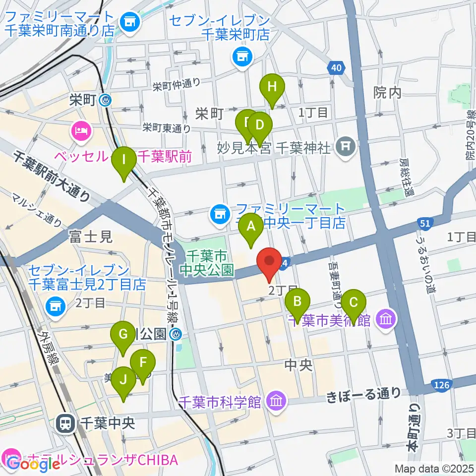 千葉市文化センター周辺のホテル一覧地図