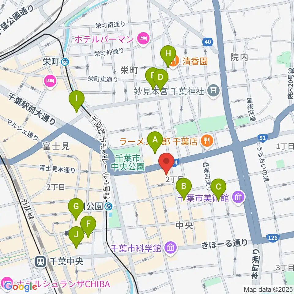 千葉市文化センター周辺のホテル一覧地図