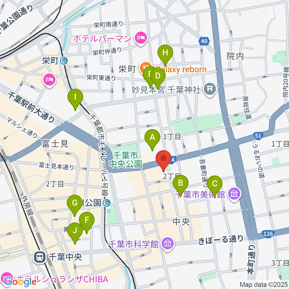 千葉市文化センター周辺のホテル一覧地図