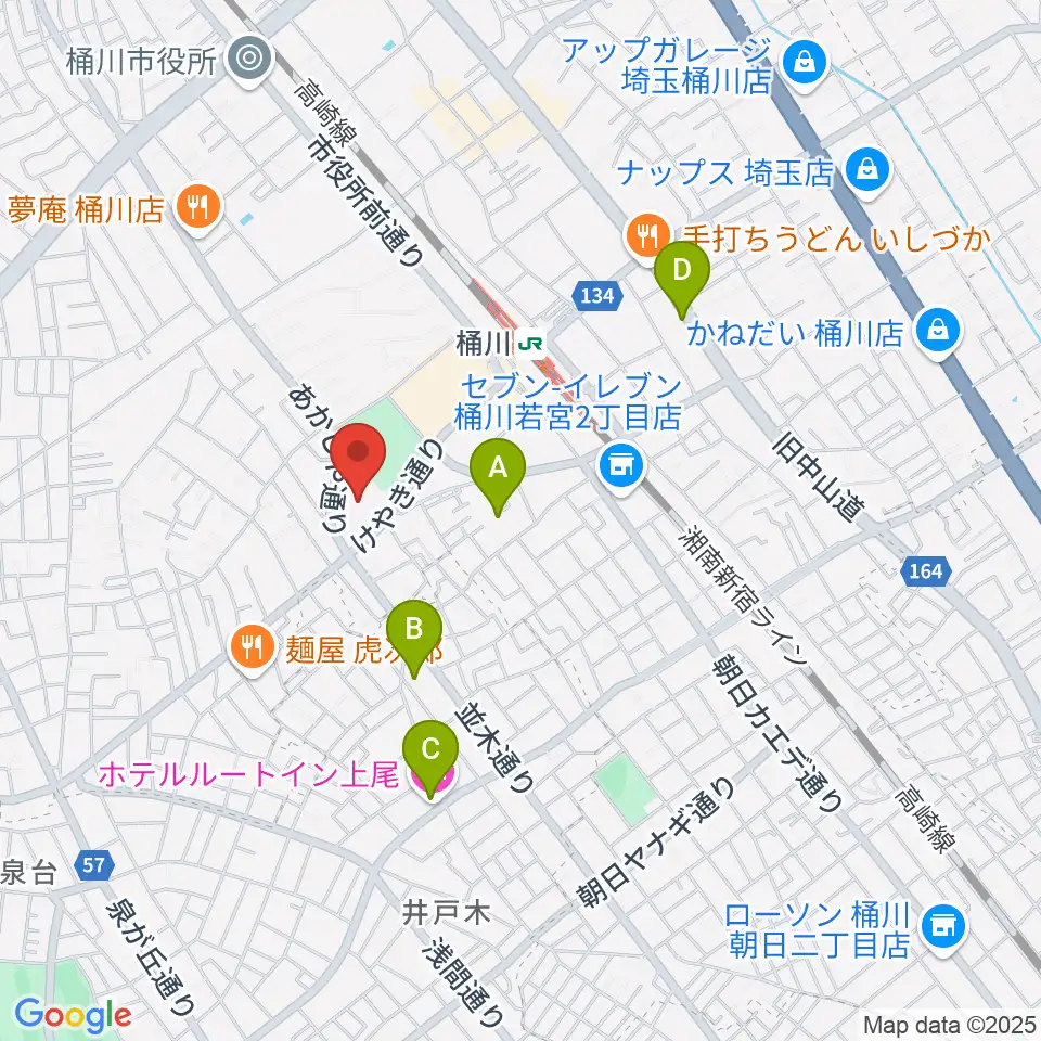 響の森 桶川市民ホール周辺のホテル一覧地図