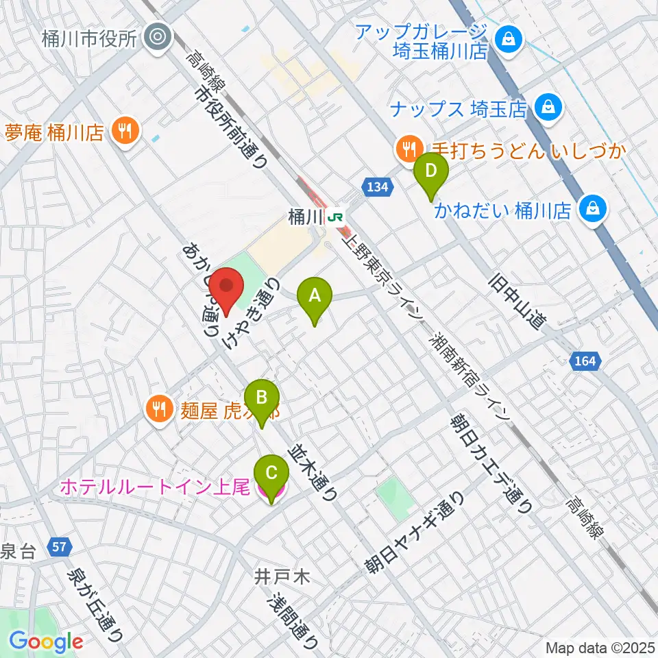 響の森 桶川市民ホール周辺のホテル一覧地図