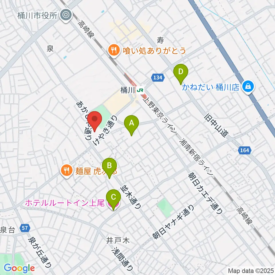 響の森 桶川市民ホール周辺のホテル一覧地図