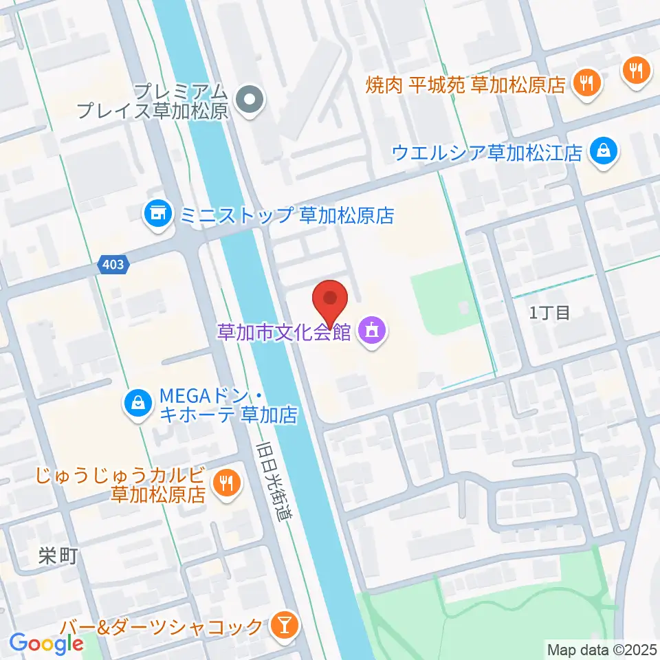 草加市文化会館周辺のホテル一覧地図
