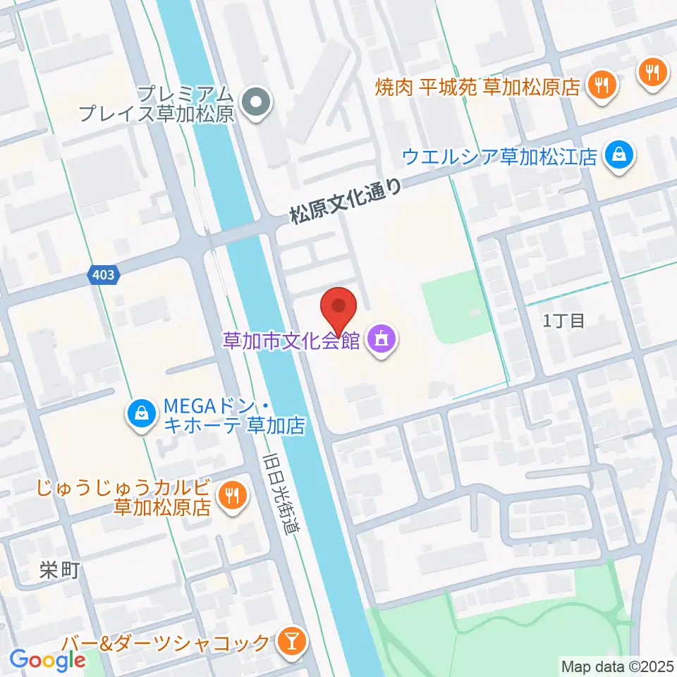 草加市文化会館周辺のホテル一覧地図