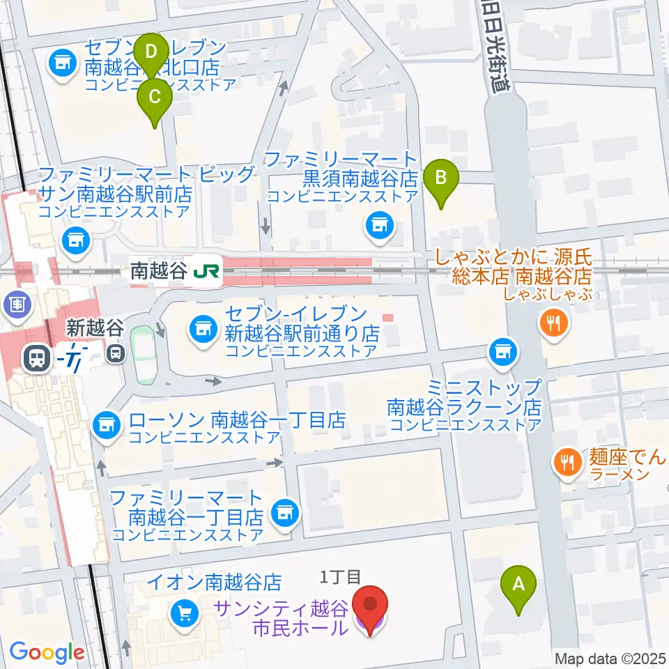 越谷サンシティホール周辺のホテル一覧地図