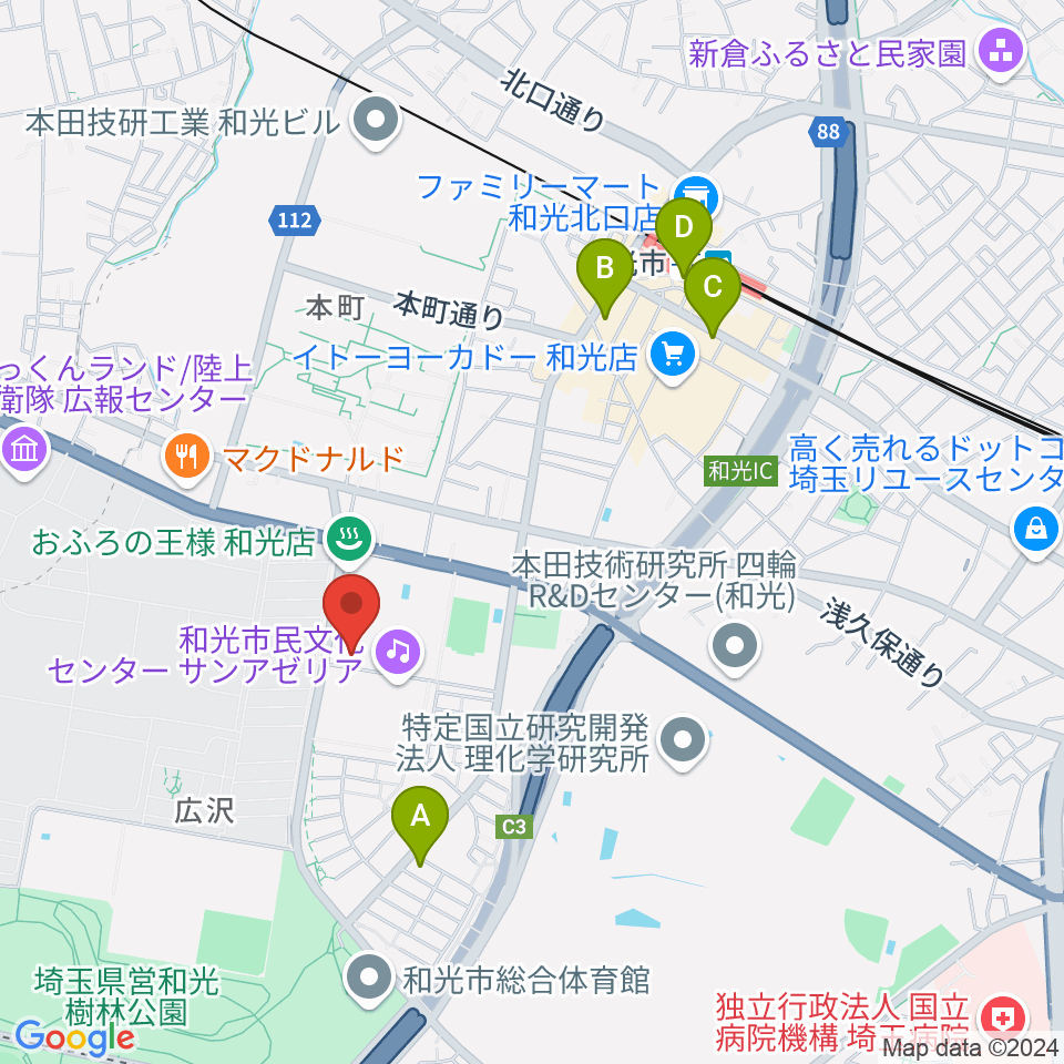 和光市民文化センター サンアゼリア周辺のホテル一覧地図