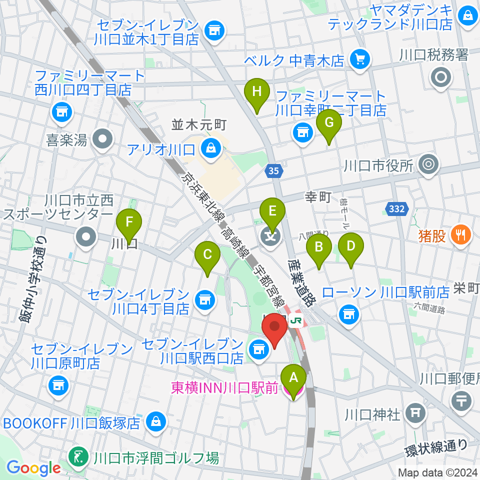 川口総合文化センター・リリア周辺のホテル一覧地図