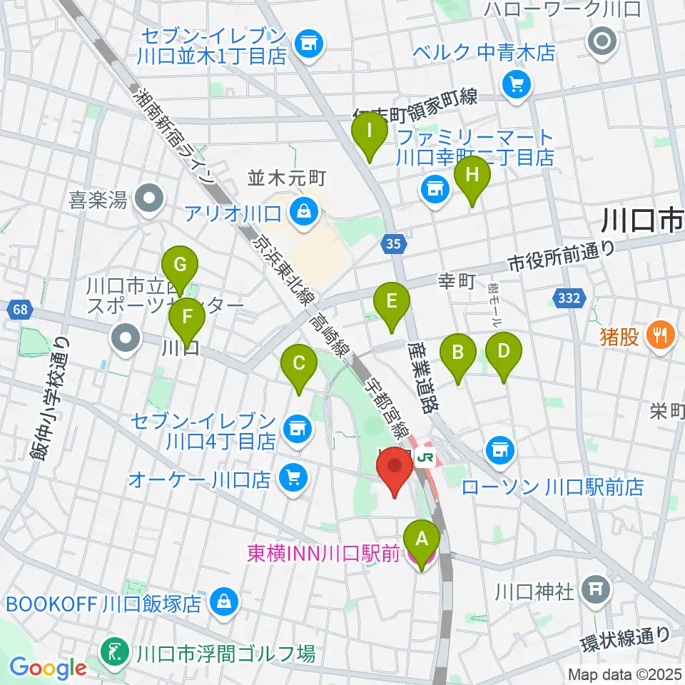 川口総合文化センター・リリア周辺のホテル一覧地図