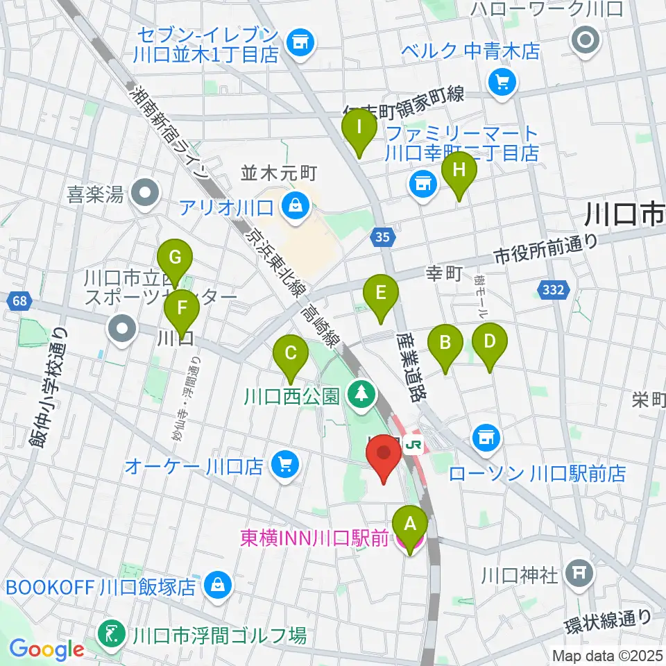 川口総合文化センター・リリア周辺のホテル一覧地図