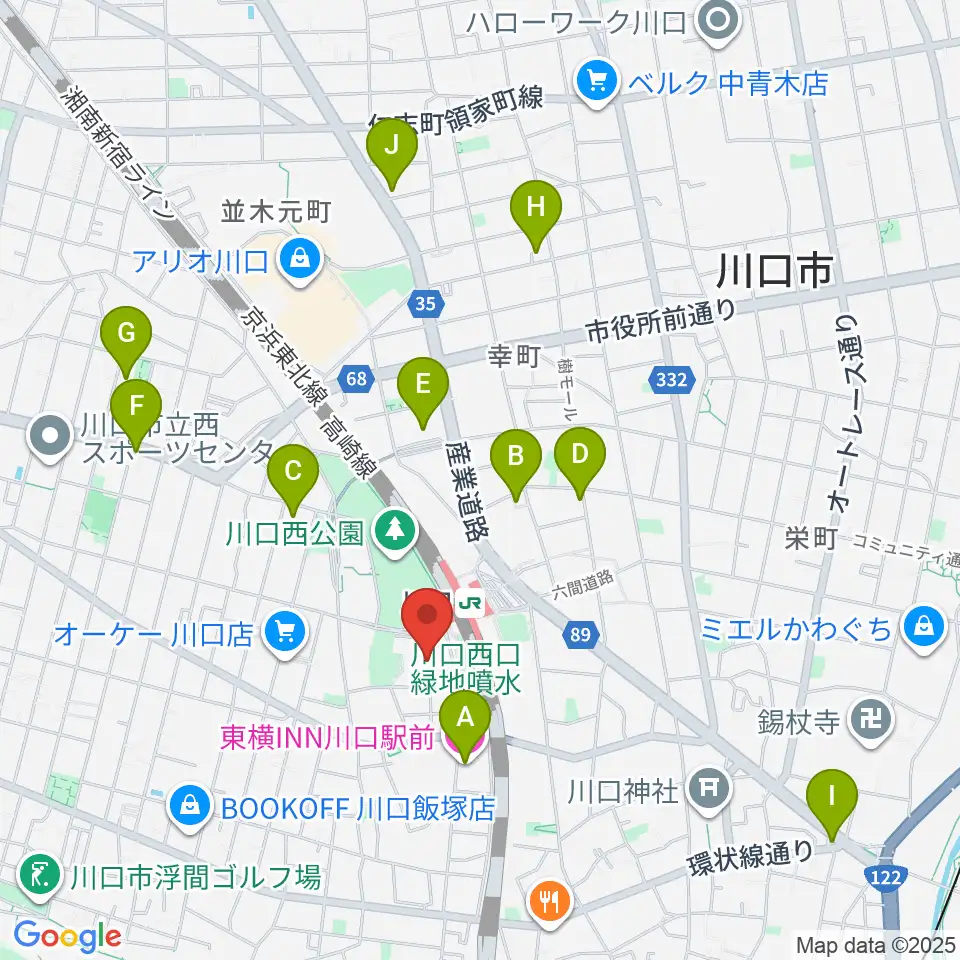 川口総合文化センター・リリア周辺のホテル一覧地図