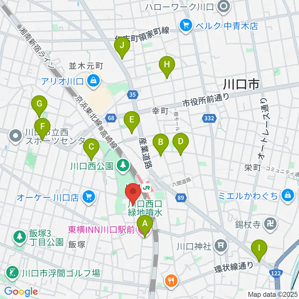 川口総合文化センター・リリア周辺のホテル一覧地図