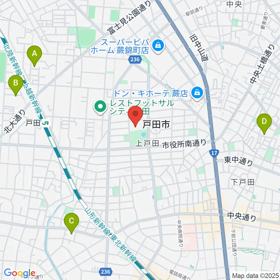 戸田市文化会館周辺のホテル一覧地図