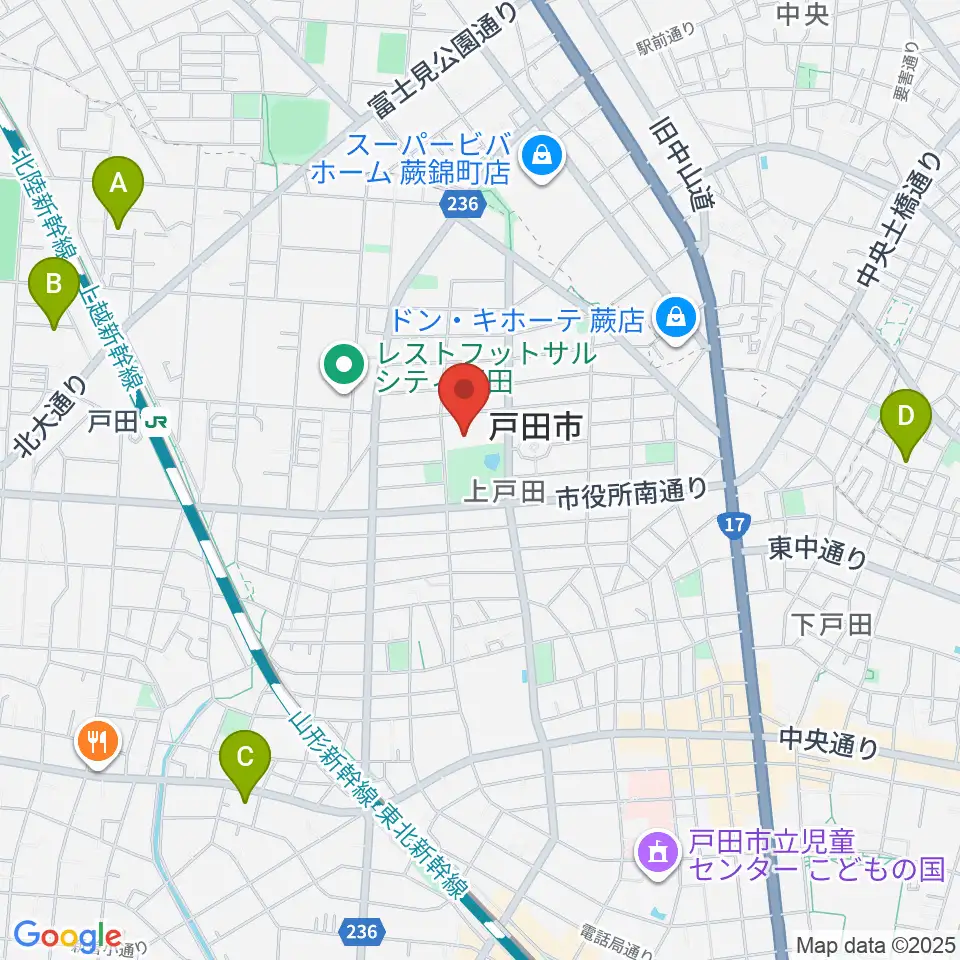 戸田市文化会館周辺のホテル一覧地図