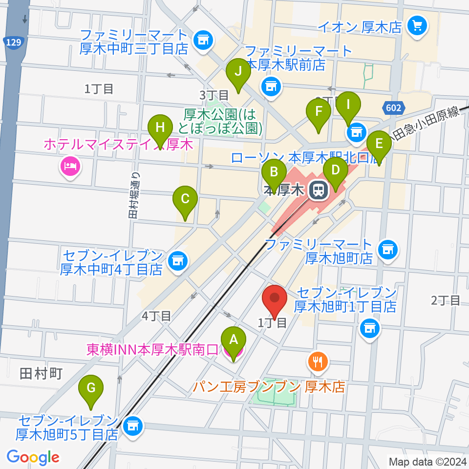 サンダースネイクアツギ周辺のホテル一覧地図