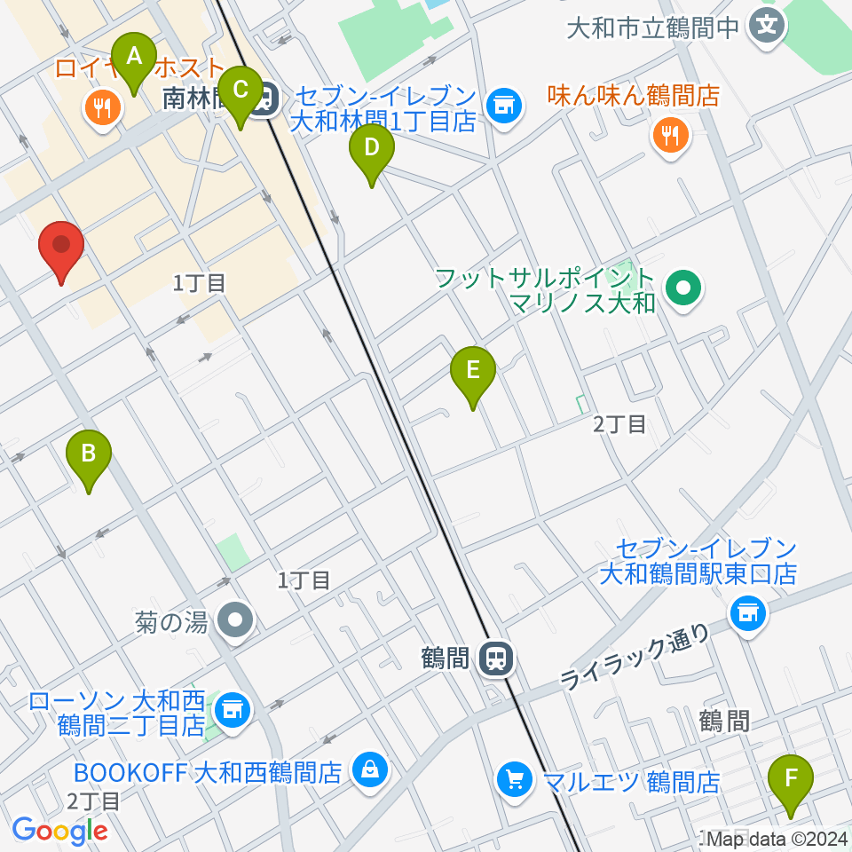 南林間ハイダウェイ周辺のホテル一覧地図