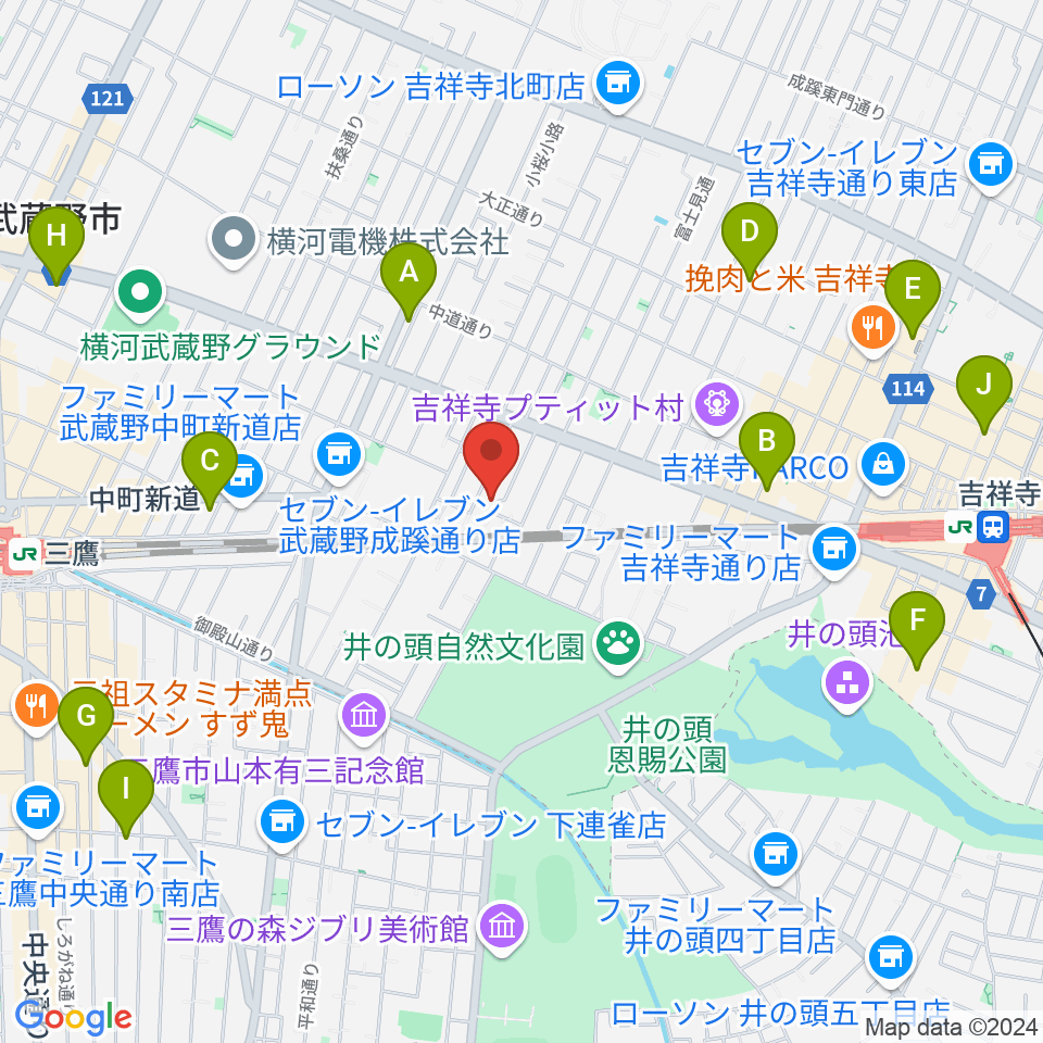 吉祥寺 江戸前レコーディングス周辺のホテル一覧地図