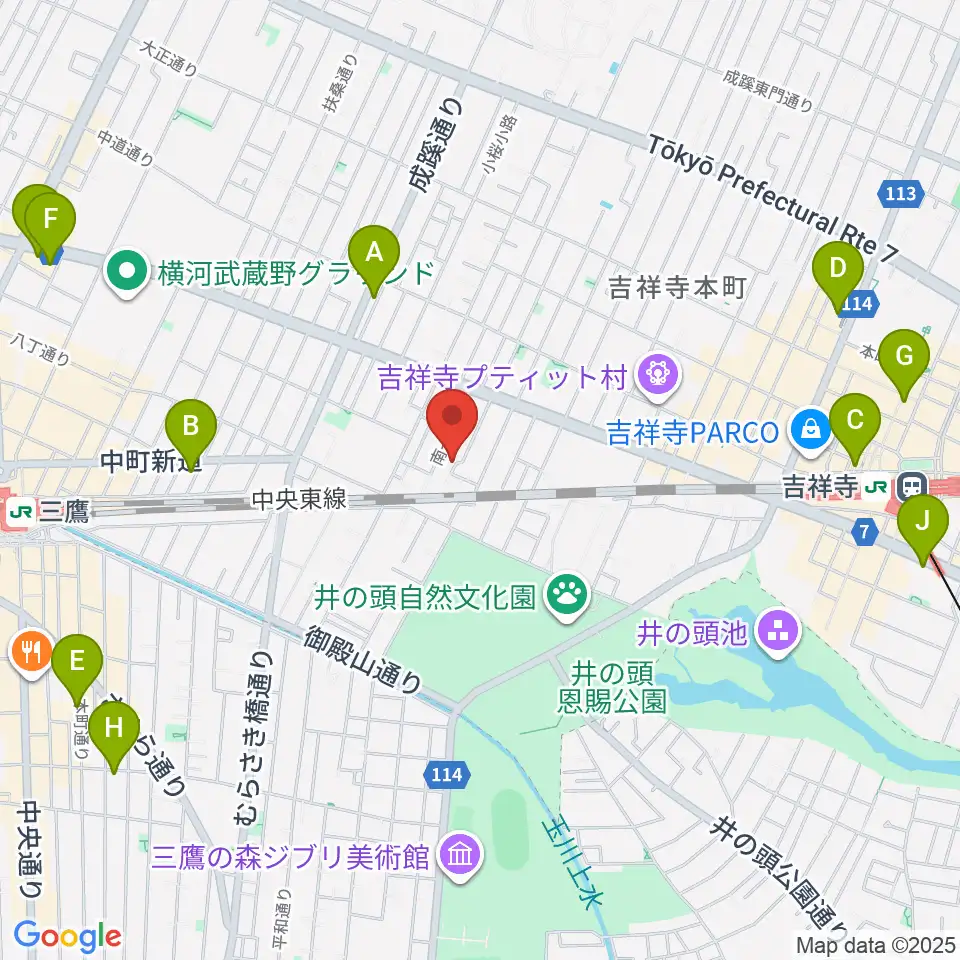 吉祥寺 江戸前レコーディングス周辺のホテル一覧地図