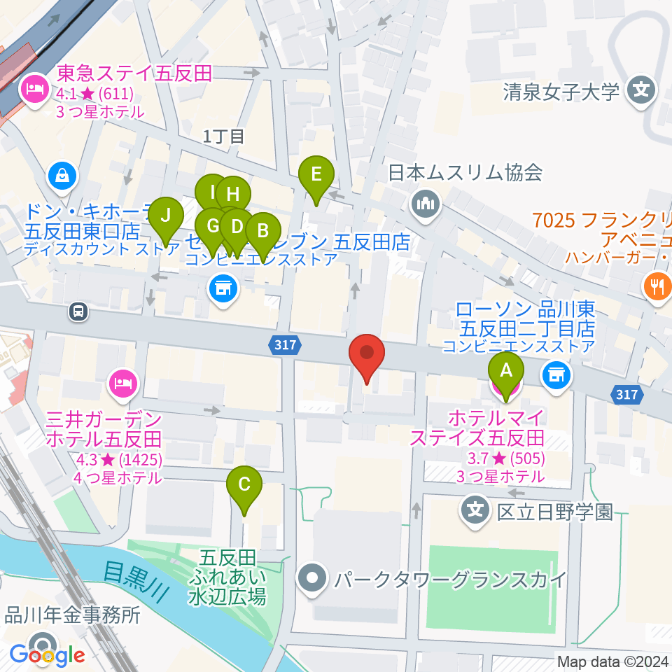 山口綾規スタジオ周辺のホテル一覧地図