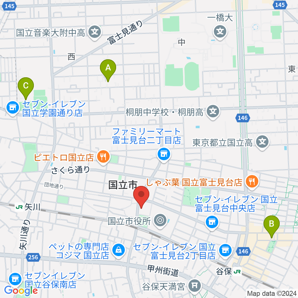 くにたち市民芸術小ホール周辺のホテル一覧地図