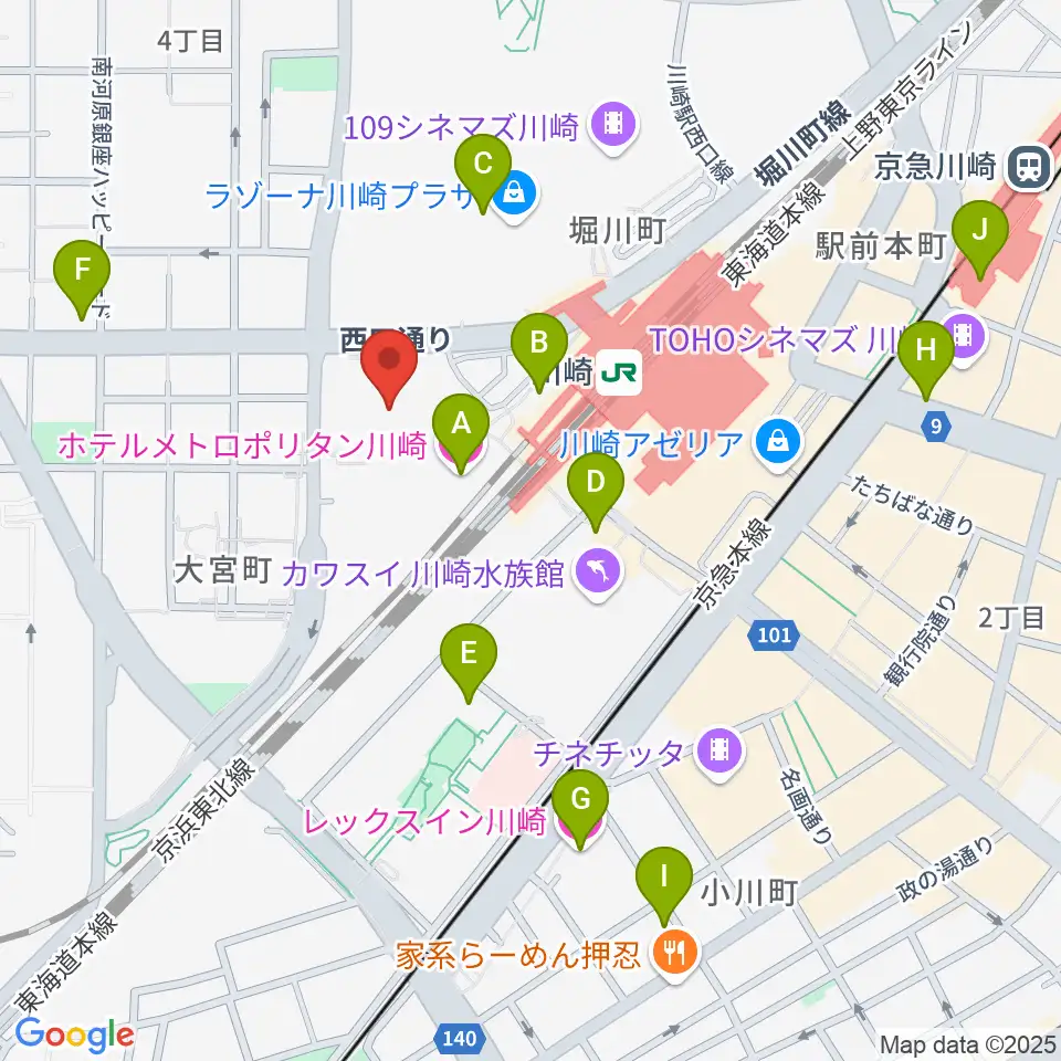 ミューザ川崎シンフォニーホール周辺のホテル一覧地図