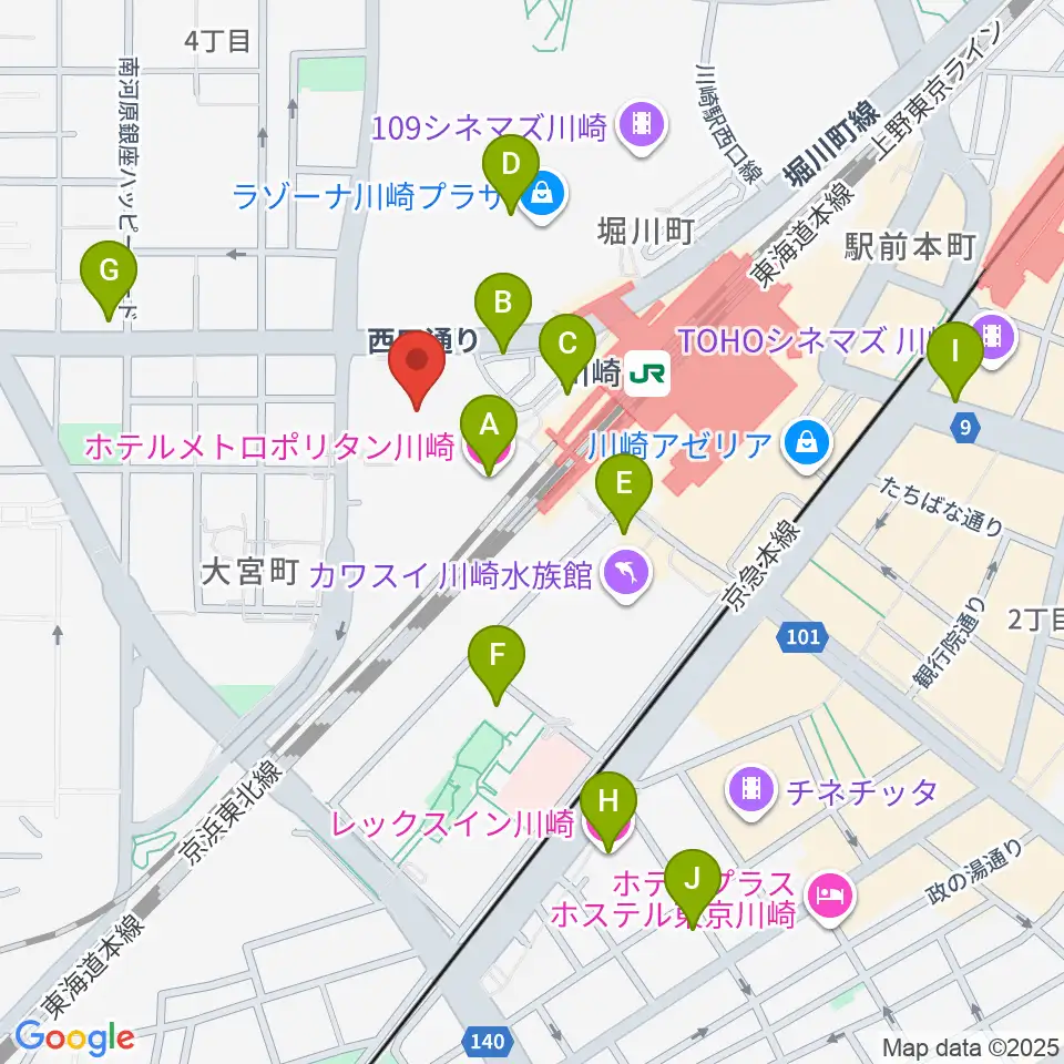 ミューザ川崎シンフォニーホール周辺のホテル一覧地図