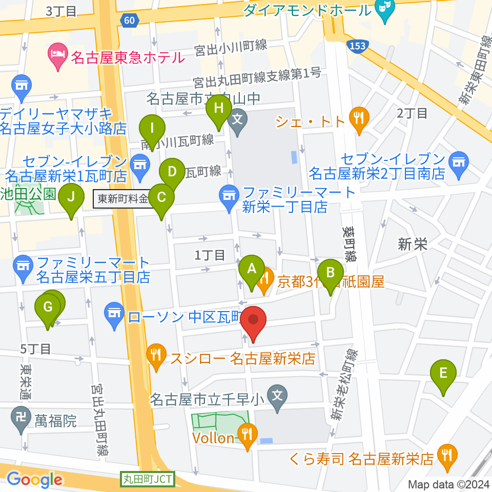 リフレクトスタジオ新栄店周辺のホテル一覧地図