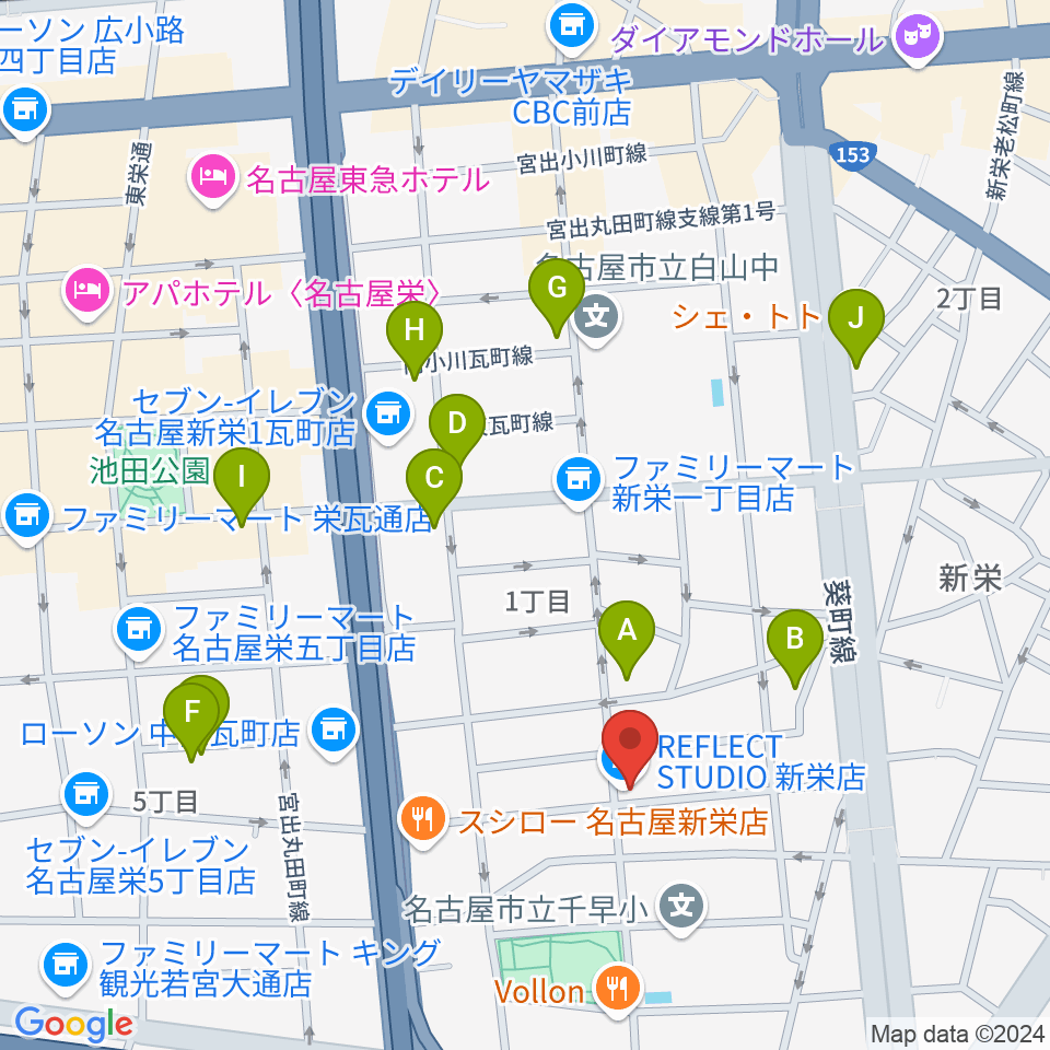 リフレクトスタジオ新栄店周辺のホテル一覧地図