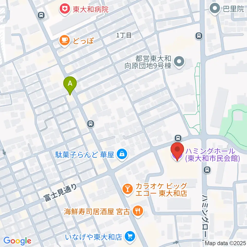 東大和市民会館ハミングホール周辺のホテル一覧地図