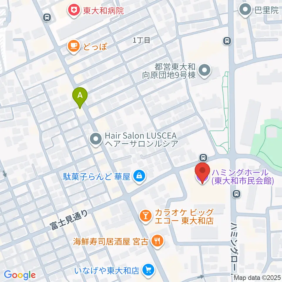 東大和市民会館ハミングホール周辺のホテル一覧地図