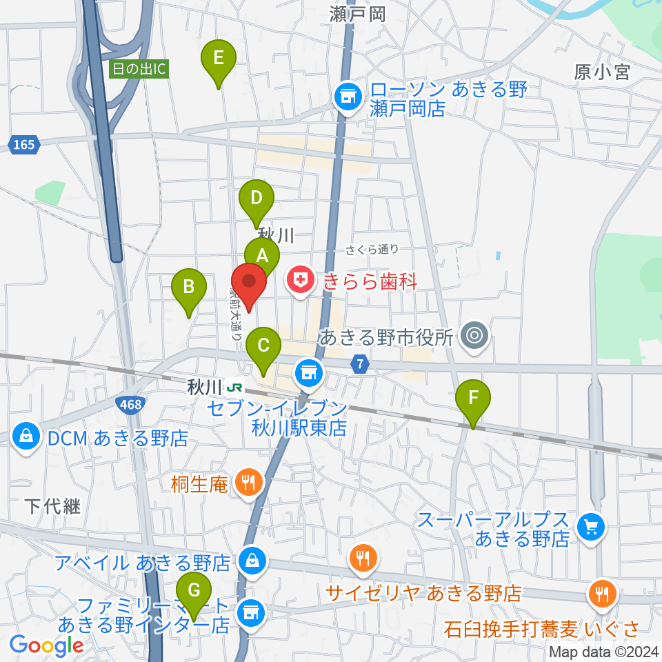 あきる野ルピア周辺のホテル一覧地図