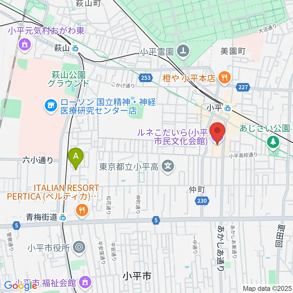 ルネこだいら周辺のホテル一覧地図
