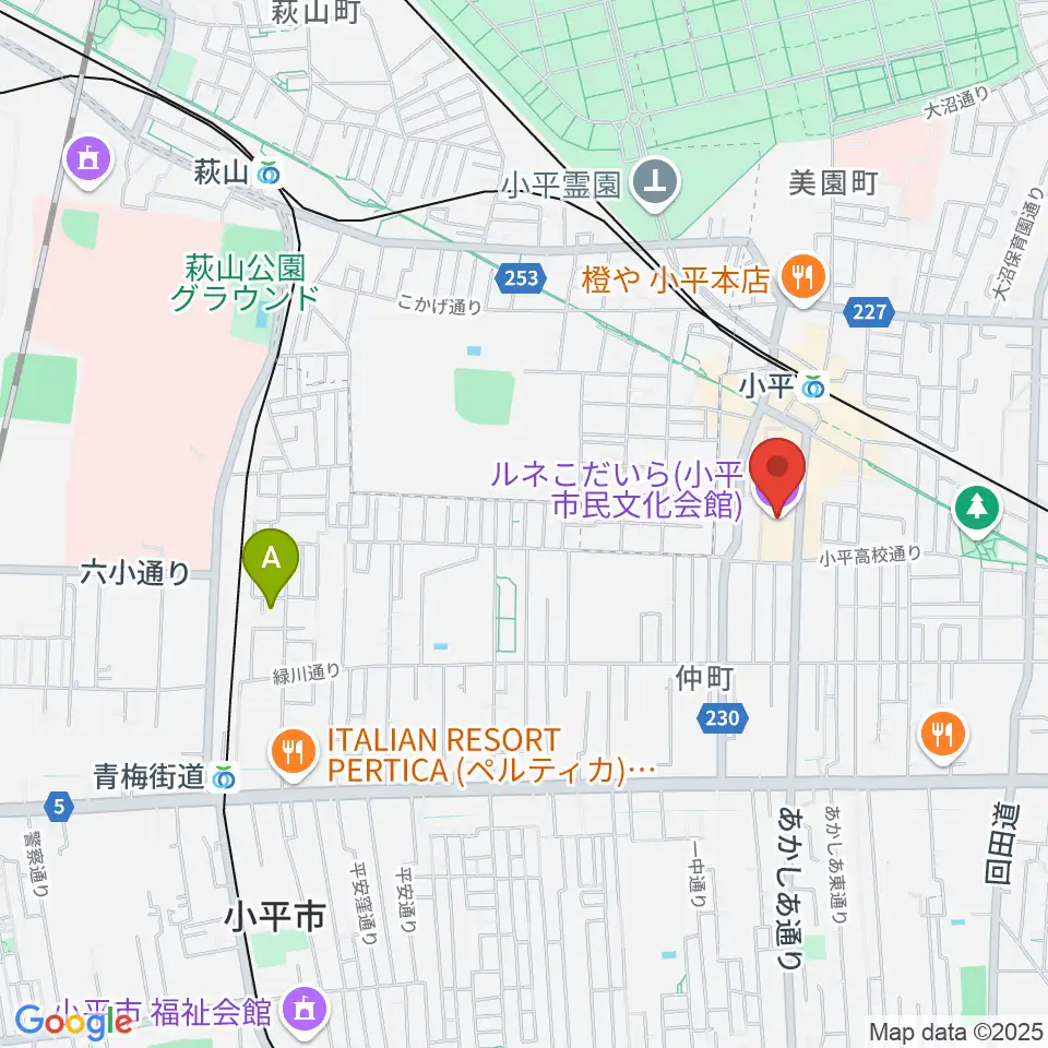 ルネこだいら周辺のホテル一覧地図