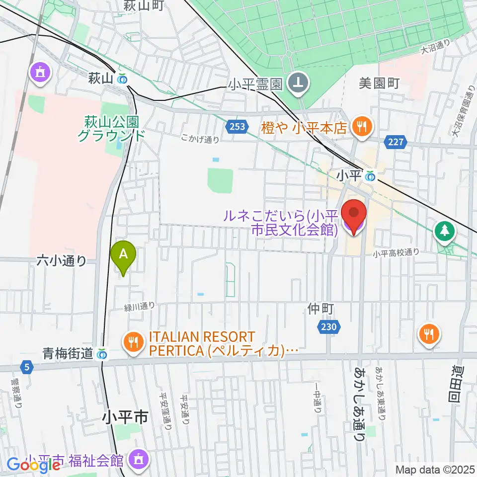 ルネこだいら周辺のホテル一覧地図
