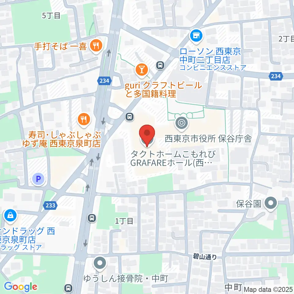タクトホームこもれびGRAFAREホール周辺のホテル一覧地図