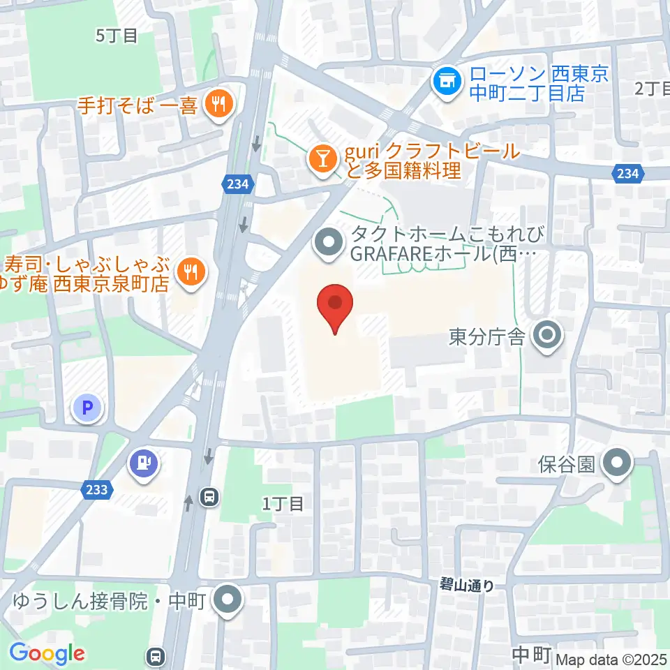 タクトホームこもれびGRAFAREホール周辺のホテル一覧地図